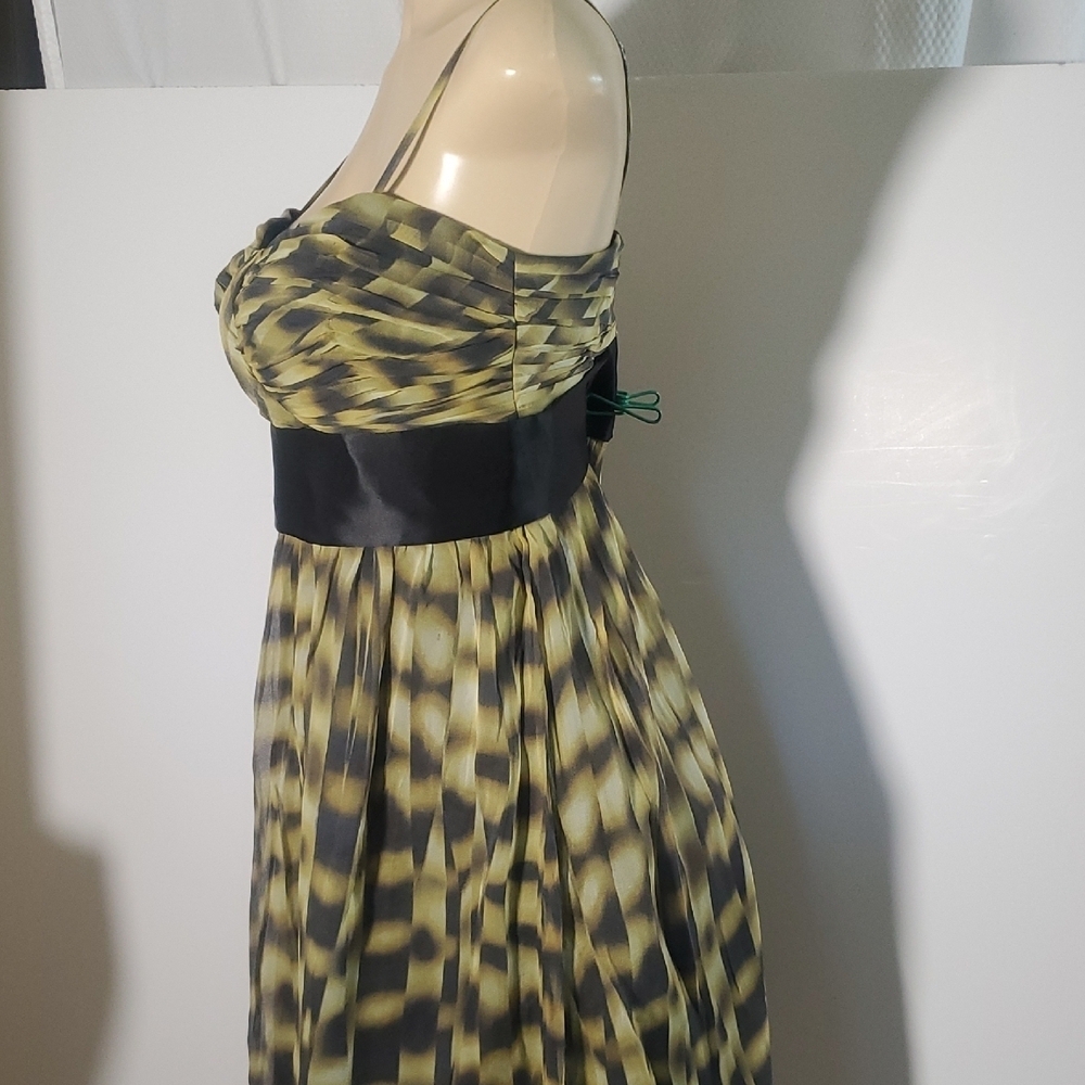 Calvin Klein Women's 100% Silk Spaghetti Strap Dress Black and Yellow Size 8 - Picture 4 of 11